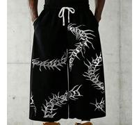 Shein 1 pieza Pantalones cortos de chándal holgados para hombre con estampado de ciempiés gótico oscuro Opium, pierna ancha, casuales, estilo high street, p