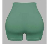 Shein 1 pieza Pantalones cortos deportivos de punto de cintura alta sin costuras de unicolor para mujer, pantalones cortos de yoga, ciclismo, cómodos y amig