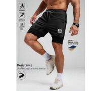 Shein 1 pieza Pantalones cortos deportivos para hombres, pantalones cortos ligeros de verano 2 en 1 con tela de malla y forro elástico, adecuados para entre