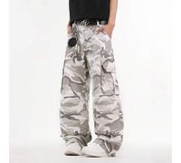 Shein 1 pieza Pantalones vaqueros de corte ancho de ajuste holgado con bolsillos múltiples de estilo casual de camuflaje de la marca de moda Justice Brother