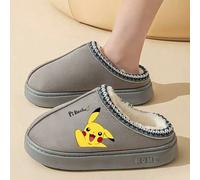 Shein 1 pieza/Pantuflas de dibujos animados de Pokémon adecuadas para otoño e invierno, cómodas y gruesas para el hogar, dormitorio, estilo de invierno con