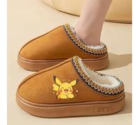 Shein 1 pieza/Pantuflas de dibujos animados de Pokémon adecuadas para otoño e invierno, cómodas y gruesas para el hogar, dormitorio, estilo de invierno con