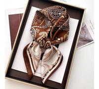 Shein 1 pieza Pañuelo cuadrado de 70*70cm de satén con estampado para mujer, pañuelo para la cabeza, bufanda, chal, envoltorio para el cuello, hijab para ve