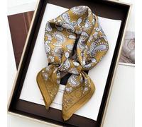 Shein 1 pieza Pañuelo cuadrado de 70*70cm de satén con estampado para mujer, pañuelo para la cabeza, bufanda, chal, envoltorio para el cuello, hijab para ve