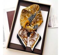 Shein 1 pieza Pañuelo cuadrado de 70*70cm de satén con estampado para mujer, pañuelo para la cabeza, bufanda, chal, envoltorio para el cuello, hijab para ve