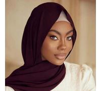 Shein 1 pieza Pañuelo de cabeza de gasa de color liso con perlas falsas para mujer, adecuado para usar a diario como diadema informal, hijab suave para ropa