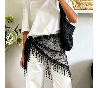 Shein 1 pieza Pañuelo/Pañuelo de cabeza triangular con adorno de encaje floral para mujer, esencial para la playa, vacaciones y viajes