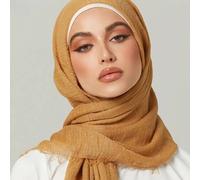 Shein 1 pieza Pañuelo para la cabeza de mujer de color liso y plisado, clásico pañuelo para la cabeza de unicolor, ropa veteada, accesorios de abayas, hijab