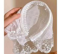 Shein 1 pieza Pañuelo triangular elegante de encaje tejido - Diadema de protección solar de moda para niñas, estilo lindo y dulce, verano, diadema vintage d