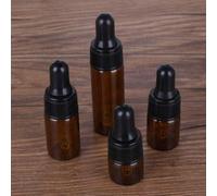 Shein 1 pieza Paquete de 5 piezas Botella cuentagotas vacía de vidrio recargable de 1ml, 2ml, 3ml, 5ml, 10ml, 15ml, 20ml para aceites esenciales, envase por