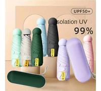 Shein 1 pieza Paraguas tipo cápsula, femenino, protección solar y UV, 2 en 1 para sol y lluvia, mini 5 pliegues ultraligero y compacto portátil para escuela