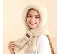 Shein 1 pieza Parche de oso de peluche Gorro y cuello calentador 2 en 1 para adolescentes - Accesorio esencial para el frío en otoño e invierno, accesorio c