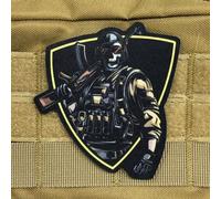 Shein 1 pieza Parche táctico bordado con guerrero esqueleto, insignia de moral militar, emblema táctico de equipo durable de poliéster con gancho y bucle pa