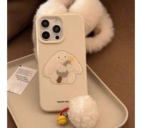 Shein 1 pieza Pegatina de conejo abrazando queso blanco de Navidad + Adorno colgante de bola blanca con campana amarilla, Funda de teléfono iPhone 15 compat