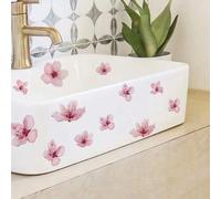 Shein 1 pieza Pegatina de lavabo con flor de cerezo rosa, calcomanía floral fresca y resistente al agua autoadhesiva para crear un ambiente suave en el toca