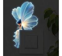 Shein 1 pieza Pegatina de luz nocturna de hada caprichosa que brilla en la oscuridad, violinista que toca una serenata con luz azul, decoración de estilo co