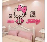 Shein 1 pieza Pegatina de pared 3D de la serie Hello Kitty - Adhesiva DIY, diseño floral, alegre y linda, decoración moderna con temática animal autoadhesiv