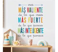 Shein 1 pieza Pegatina de pared con la frase en español "Eres talla grande valiente de lo que crees" - Estilo bohemio con impresión de letras coloridas, vin