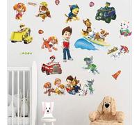 Shein 1 pieza Pegatina de pared con tema de Paw Patrol, con coche de dibujos animados, cachorro, cachorro haciendo surf, pegatina de PVC resistente al agua