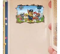 Shein 1 Pieza Pegatina de pared con tema de Paw Patrol, pegatina de PVC resistente al agua y autoadhesiva para puerta de vidrio, dormitorio y pared, súper g