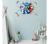 Shein 1 Pieza Pegatina de pared con tema de Paw Patrol, pegatina de PVC resistente al agua y autoadhesiva para puerta de vidrio, dormitorio y pared, súper g