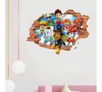 Shein 1 pieza Pegatina de pared de dibujos animados con tema de Paw Patrol, pegatina de PVC resistente al agua, pegatina autoadhesiva para puerta de vidrio,