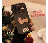 Shein 1 pieza Pegatina de reno negro de Navidad + Bola roja Campana amarilla a cuadros retro Compatible con Funda de teléfono 16, 15, 14 Pro Max, 13 Cuerda