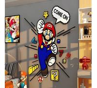 Shein 1 pieza Pegatina de Super Mario Vamos Autoadhesiva Papel tapiz Calcomanías removibles Impermeable PVC Pegatinas, Adecuado para vidrio, puertas, salas