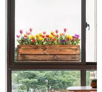 Shein 1 pieza Pegatina de vidrio con flores | Maceta de campo con tulipanes rojos, amarillos y rosas | Decoración festiva removible, pegatina de pared autoa