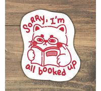 Shein 1 pieza Pegatina "He terminado todos mis libros" | Pegatina para amantes de los libros, gato de lectura, pegatina Kindle, pegatina de gato linda, pega