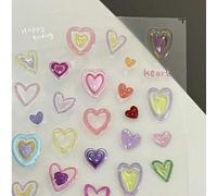 Shein 1 pieza Pegatinas de uñas con amor y colores para el Día de San Valentín, pegatinas de verano de belleza colorida, de gel transparente, relieve 3D con