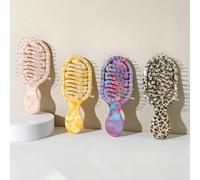 Shein 1 pieza Peine de cabello compacto con diseño de trazos de pintura de transferencia de agua de color creativo, mini cepillo de bolsillo portátil hueco,