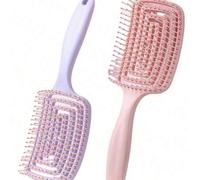 Shein 1 pieza Peine de masaje con diseño de laberinto para mujeres, cepillo de pelo seco transpirable mágico (negro), adecuado para viajes, exteriores, depo