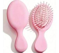 Shein 1 pieza Peine de peinado portátil mini, cepillo de pelo compacto en negro, azul & rosa con mango de resina mate y cerdas de goma suave para masaje del