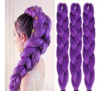 Shein 1 pieza Peluca trenzada, Peluca de demonio cazador, Peluca sintética morada pre-trenzada, Adecuada para trenzar, Cosplay, Juego de roles de Navidad, F