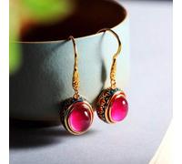 Shein 1 pieza Pendiente de gota retro de esmalte y piedras preciosas, adecuado para uso diario, mujeres