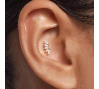 Shein 1 pieza Pendiente de rosca interna mini corona/hoja de oro de 16G | Pendiente hipoalergénico de plata esterlina 925 | Pendiente de cartílago Helix | A