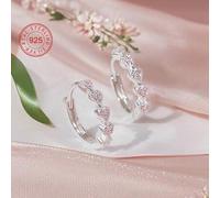 Shein 1 pieza Pendientes de aro pequeños con forma de corazón de plata esterlina 925 con bajo nivel de alergia y circonita cúbica rosa, un regalo exquisito