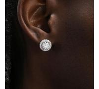 Shein 1 pieza Pendientes de botón redondos de plata de ley S925 para hombres, joyería elegante para uso diario, regalo