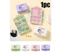 Shein 1 pieza Pequeña caja de medicina con estampado de dibujos animados impresa con lindos patrones de pastillas y las palabras "Mi bolsa de medicina". Una