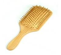 Shein 1 Pieza Pequeño Tamaño Peine Cuadrado de Bambú Nan con Mango, Cepillo Desenredante para Mujeres y Hombres, Cepillo de Cabello de Bambú Natural para Ma