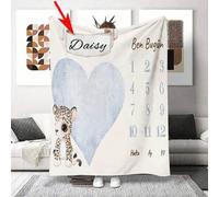 Shein 1 PIEZA Personaliza una manta conmemorativa exclusiva, salvaje y linda, con un patrón de hito en forma de corazón de leopardo para bebés y niños peque