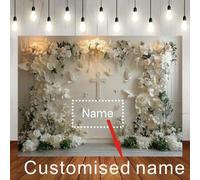 Shein 1 pieza Personalizable Mi Primer Fondo Blanco Diseño Floral de Cruz Blanca Personalizado Nombre Personalización para Boda Babyshower Cumpleaños etc De