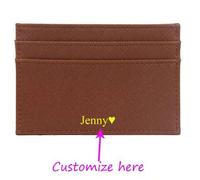 Shein 1 pieza Personalizada Cartera de Tarjetas de Crédito de Cuero de PU para Hombres con Iniciales Monograma Delgada Estuche para Tarjetas de Mujer DIY Re
