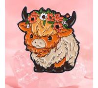 Shein 1 pieza Pin de esmalte de vaca lindo, broche de flores, pinos, solapa, insignia en mochila, accesorios de ropa, joyería de animales, regalos para amig
