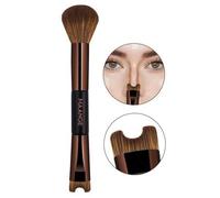 Shein 1 pieza Pincel de maquillaje profesional de doble cabeza de uso dual en color marrón, recargable y portátil. Incluye pincel para polvos, colorete, cor