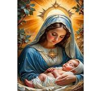 Shein 1 PIEZA | Pintura de Diamantes 5D DIY | Kit de Pintura de Diamantes con Patrón de la Virgen María & Jesús, Conjunto de Artesanía de Mosaico de Taladro