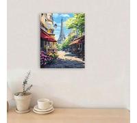 Shein 1 pieza Pintura DIY por números, decoración de arte de pared pintada a mano, pintura acrílica moderna de calle de ciudad en lienzo para regalo de obra
