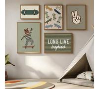 Shein 1 pieza Pintura sobre lienzo - Decoración de habitación de bebé, Pintura decorativa con tema de monopatín para habitación infantil, Arte de pared enma