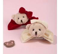 Shein 1 pieza Pinza de pelo con lazo de terciopelo con mini lazo en forma de oso lindo para niñas, accesorios de pelo con diseño de oso